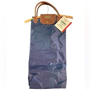 WT ciao Paris foldable traveling luggage garment bag NEW navy leather nylon